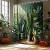 ~O~Lugn Naturinspirerad Duschdraperi - Krukväxter & Solskensdesign, Polyester, 12 Hakar, Lättskött, Modern Badrumsdekor