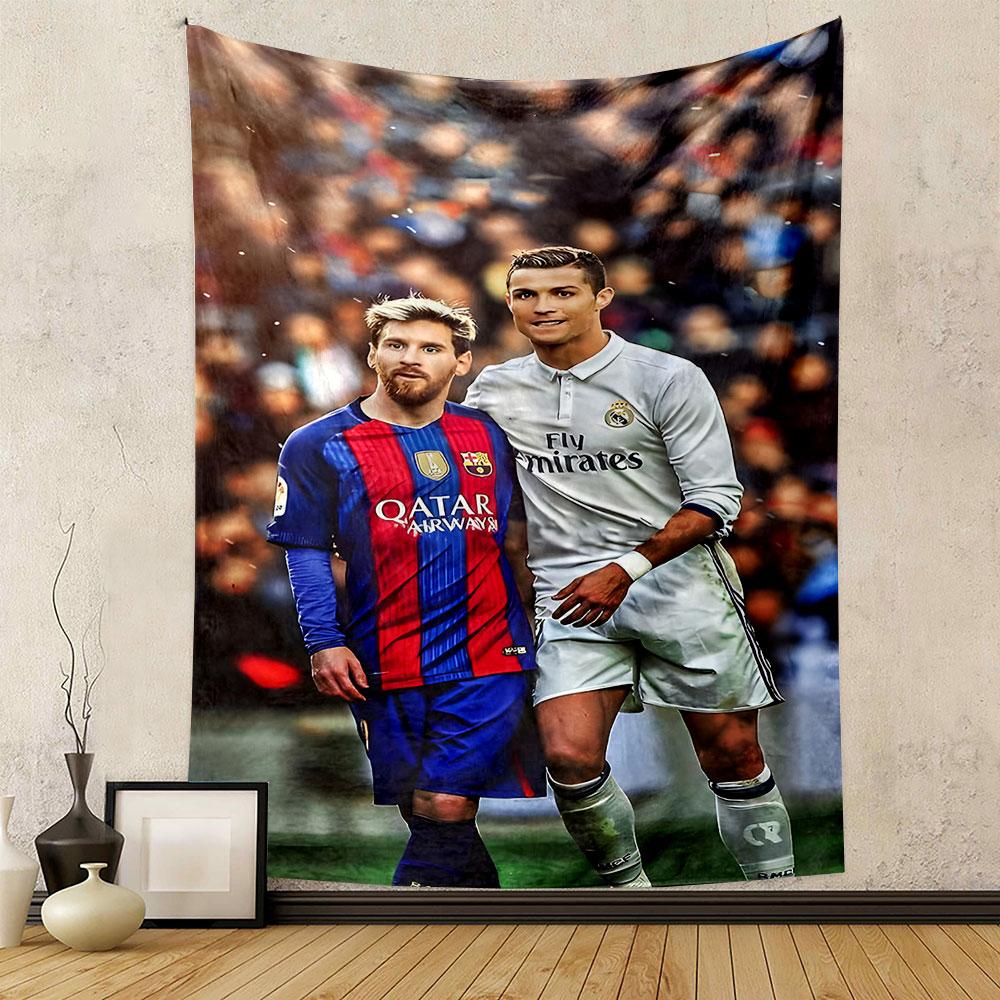 "Soccer Legends in Action Art" Patterned tapestry home decor, suitable for bedroom and living room, gift