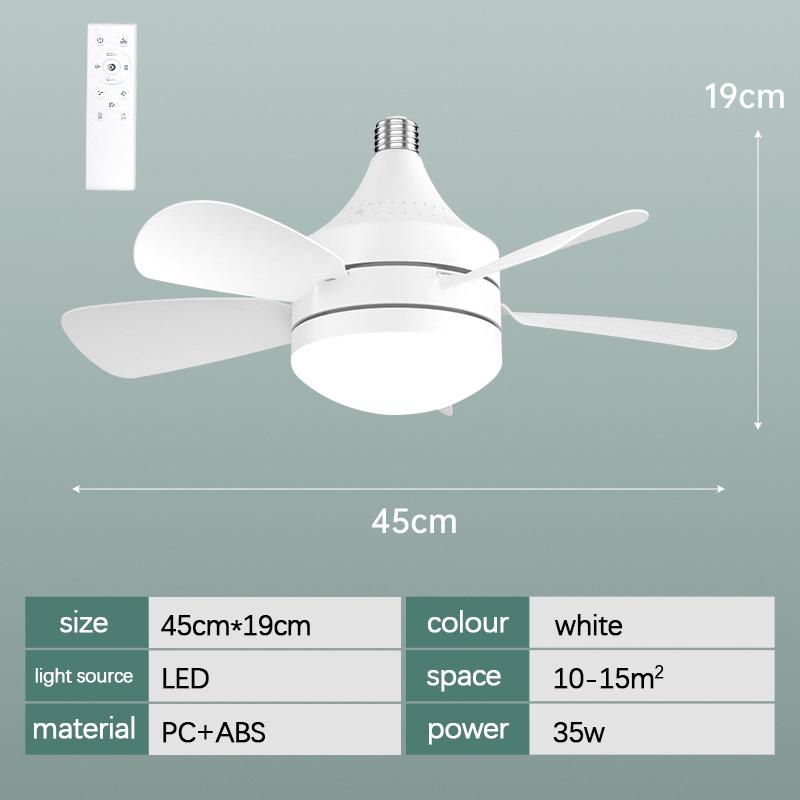 

Socket Fan Light with Remote APP Control 3 Color LED Bulb Ceiling Fan Dimming Silent for Bedroom Living Room Indoor Outdoor 85-265V белый