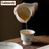 80ml Hand-painted Ink Bamboo Ceramic Teacup Powder Yin White Water Moon Cup Tea Master Cup Tea Bowl Chazhan Kung Fu Teaware Gift