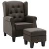 Armchair with Footstool Taupe Fabric