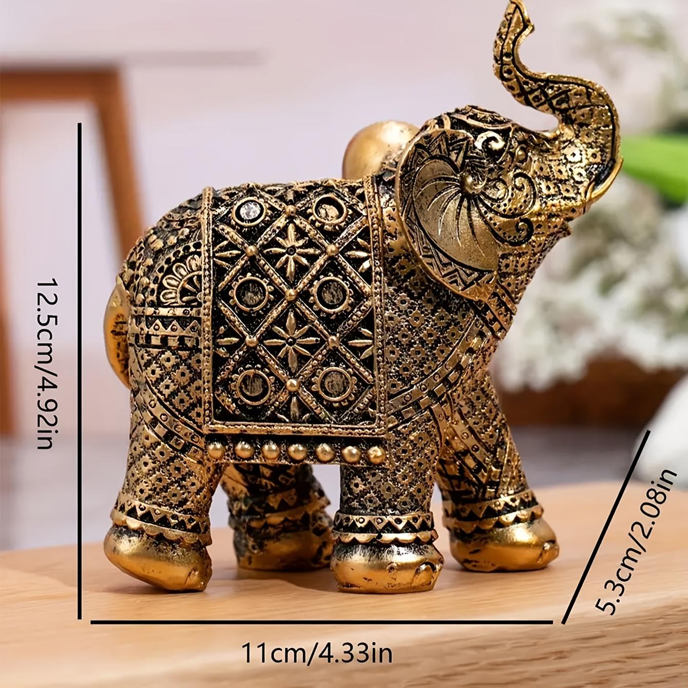 

Retro Attraction Wealth Resin Elephant Lucky Sculpture Antique Homedesktop Handicraft Ornaments Outdoor Garden Bonsai Decor Gift