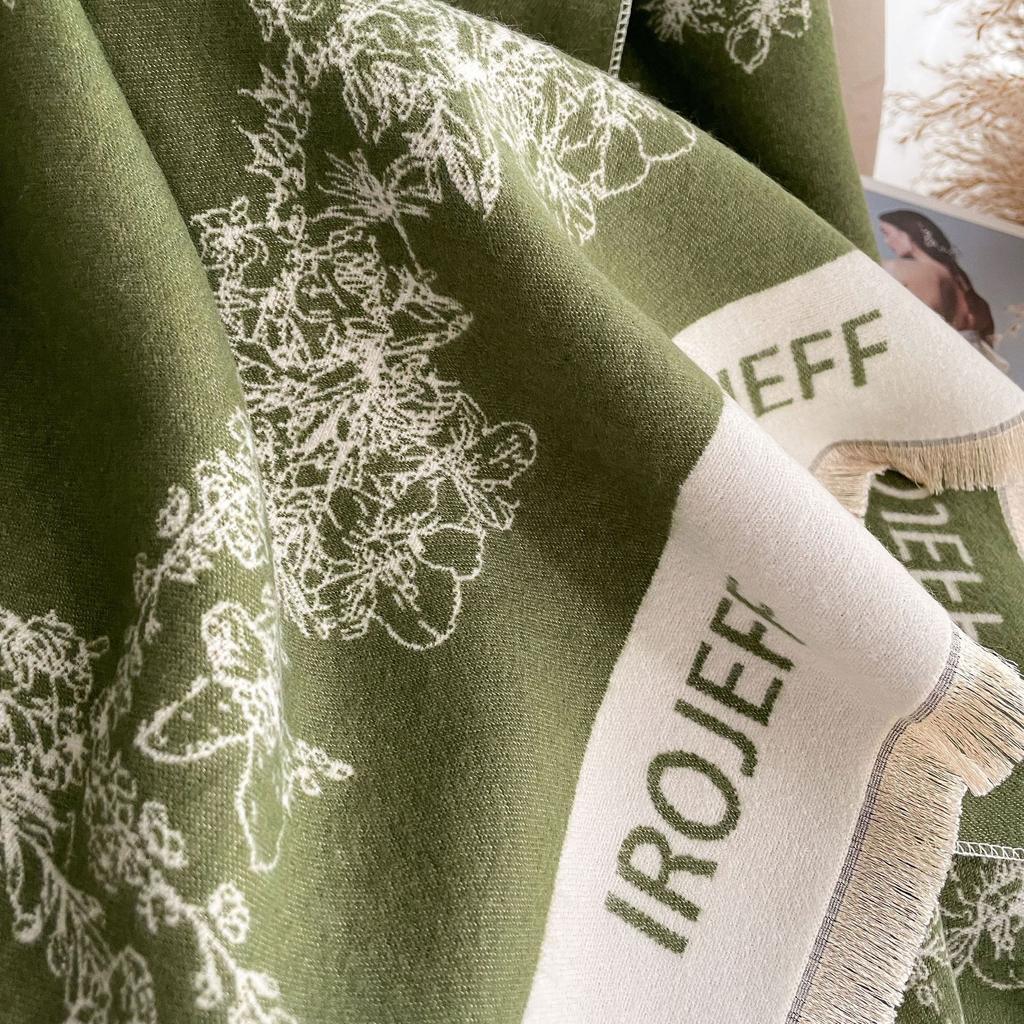Original Popular Shawl With Women'S Scarf Office Blanket Imitation Cashmere Double-Sided Fringed Warm Scarf