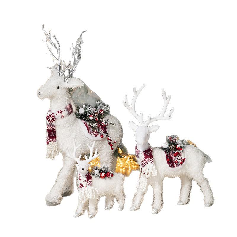 Gangheng White Reindeer Plush Doll Christmas Decorations for Home, Mall Window Display, and Tree Ornaments
