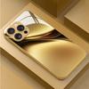 Golden Streamline Abstract Tempered Glass Phone Case For iPhone 17 Pro Max 16 15 14 Plus 13 12 11 Pro Max 17Air 16E Hard Cover