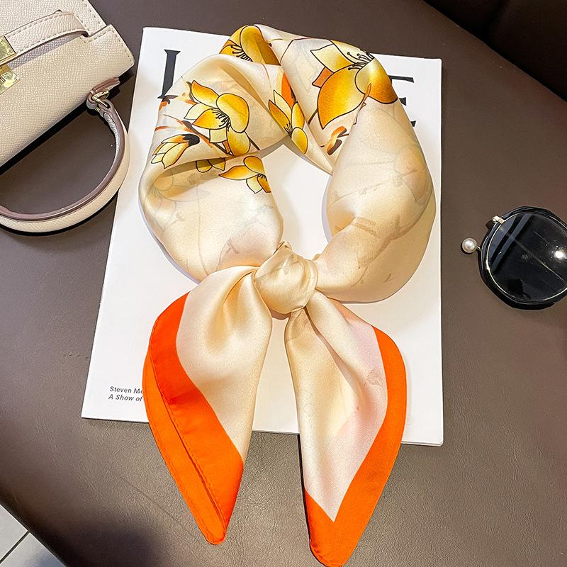 Luxury Brand  Silk Square Scarf Women Neck Hair Tie Band Beach Hijab Kerchief Head Headbands Bandana Female Foulard 70cm
