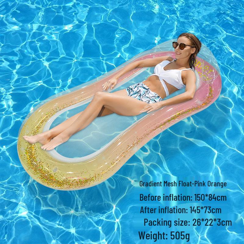 Foldable Striped Inflatable Pool Float Hammock Recliner