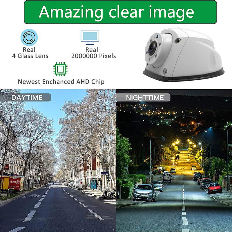 Gwyaf White Trailer Truck Camera AHD1080P Mini Front/Side Reversing Camera Wide View Angle Fifth Wheel/RV Camper Parking Camera