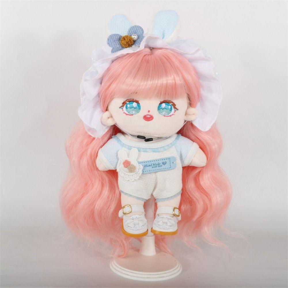 Sweet Plush Doll Long Curly Hair Wig Gradient Color 20cm Cotton Doll Hair  Doll Decor