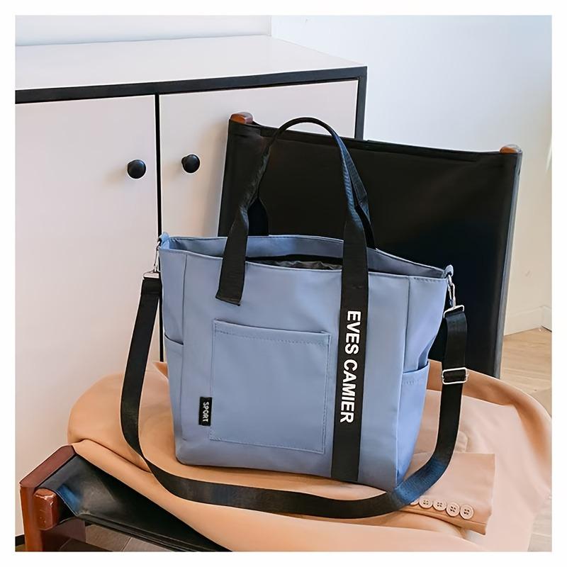 Tote Bag Meerdere Vakken Verstelbare Crossbody Riem Tas, Ritssluiting Geschikt voor School, Werk En Reizen blauw
