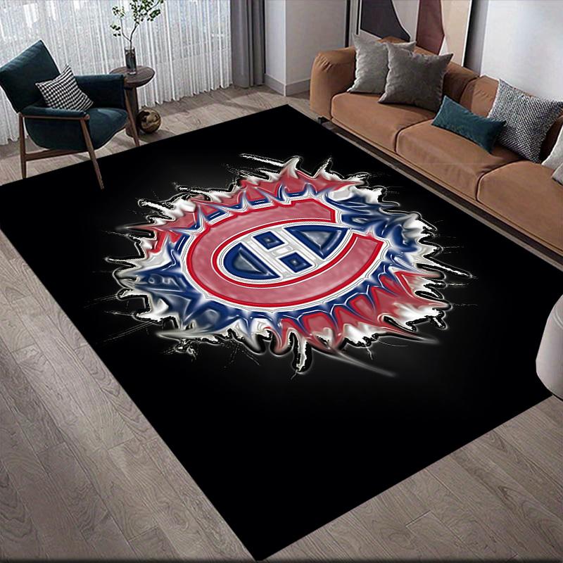 Montreal Canadiens3 Flannel Pattern Square Carpet,Area Rug,Carpet Rug for Living Room Bedroom Sofa Playroom Decor,Non-slip Floor Mat