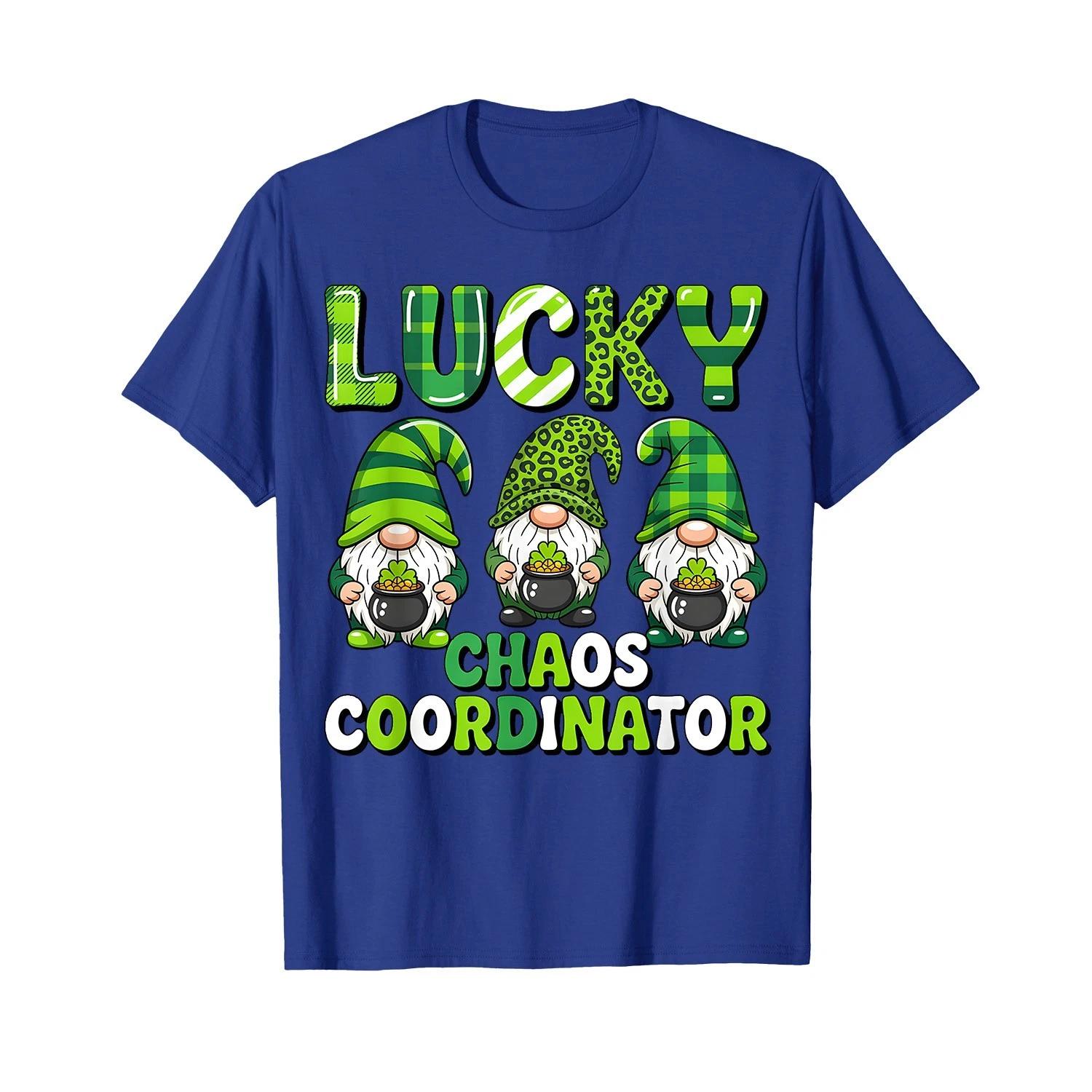 St Patrick_s Day - Lucky Shamrock Leopard Gnomes Irish Women T-Shirt S