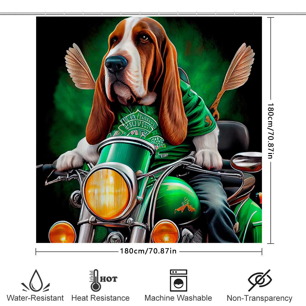Custom Bathroom Decor Shower Curtain Unique Motorcycle Enthusiast Pet Print Green Irish Pub Motto Fabric Waterproof Room Decorat
