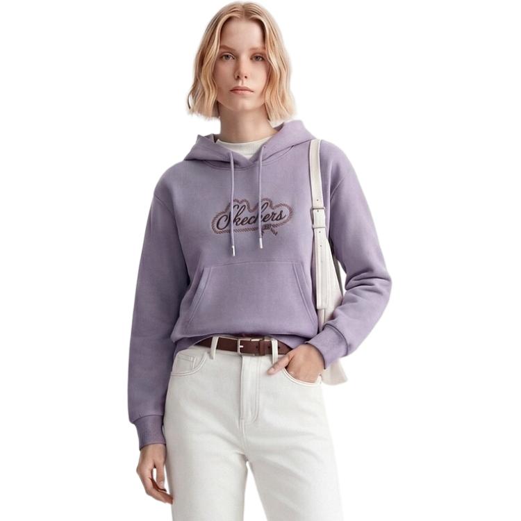 Skechers Pullover Hooded Knit Short Sleeve Sweatshirt Women tops L126W051-04PW S