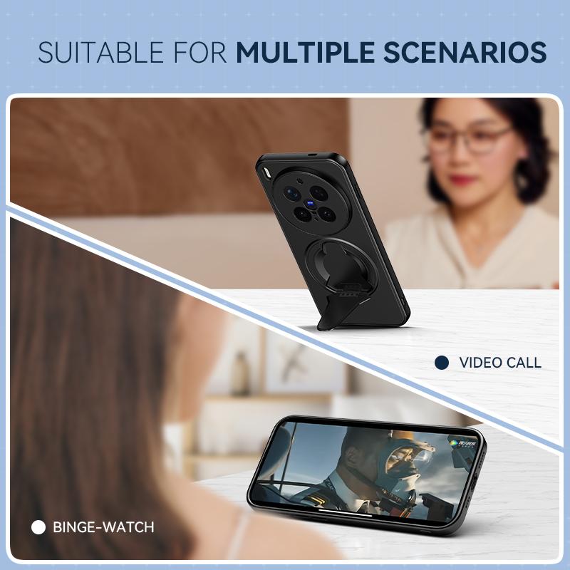 KEYSION Magnetische Handyhülle für VIVO X300 Pro 5G Metalllack Silikon+PC Aufstellbarer Ständer Stoßfeste Hülle für VIVO X300 Pro