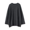Women's Mid-Length 100% Pure Wool Sweater - Loose Fit, Slit Design, Lazy Style for Autumn and Winter.