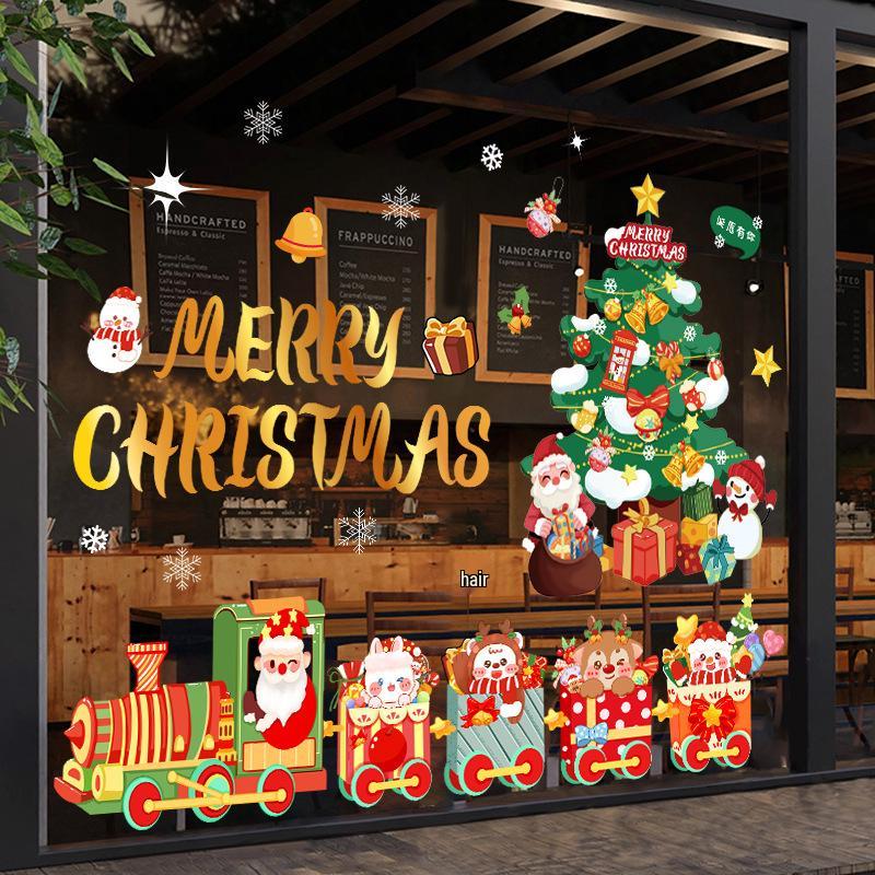 2026 New Christmas Tree Window Stickers for Shopping Malls & Stores - Festive PVC Decorations for a Vibrant Holiday Atmosphere