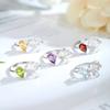 S925 Sterling Silver Butterfly Crystal Open Ring, Adjustable Natural Stone Band, Elegant Dainty Jewelry for Women, Daily Wear & Gift