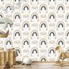 Rainbows and Butterflies Boho Wallpaper, Light Gray and Cream, 50x1000