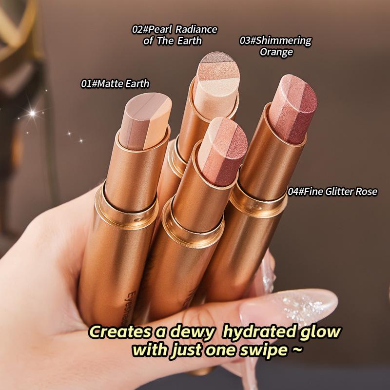 Radiant Eyes 3-Color Gradient Glitter Eyeshadow Stick - Long-lasting & Easy-to-Use for Beginners