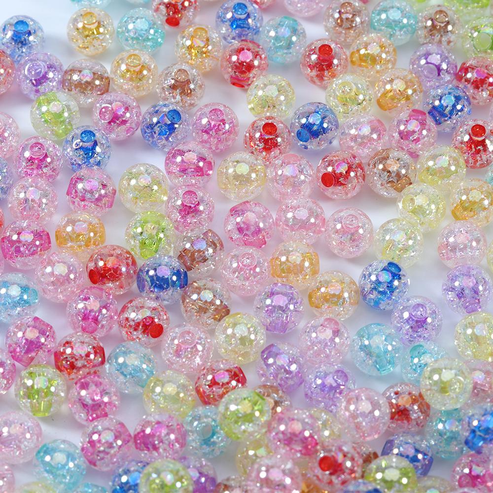 15-100Pcs/lot Acrylic Cracked Crystal Beads 8-18mm Light Colored Loose Beads For Jewelry Making DIY Bracelet Necklace Supplies