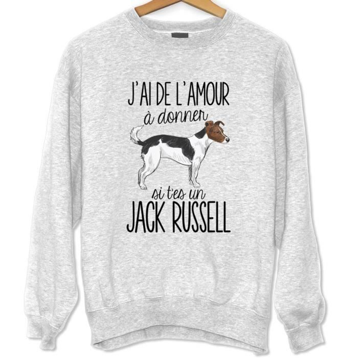 Sweat - Jack Russell - Humour Drôle - Unisexe - Manches Longues - Gris