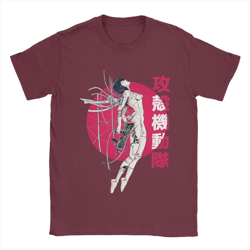Ghost In The Shell Sun T Shirt for Men 100% Cotton Amazing T-Shirt Crew Neck Anime Manga Tees Short Sleeve Clothes Plus Size