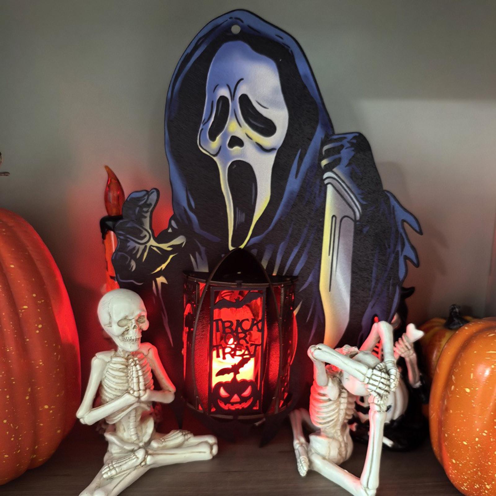 

Креативный Хэллоуинский деревянный вырезанный с подсветкой, подвесками-пауками, подставками для дисплея и маленькими ночниками. One Size