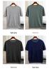 T-shirt à Manches Courtes et Col Rond Color Block 100% Laine Australienne pour Homme - Coupe Ample Décontractée, Couche de Base en Cachemire Printemps/Automne.