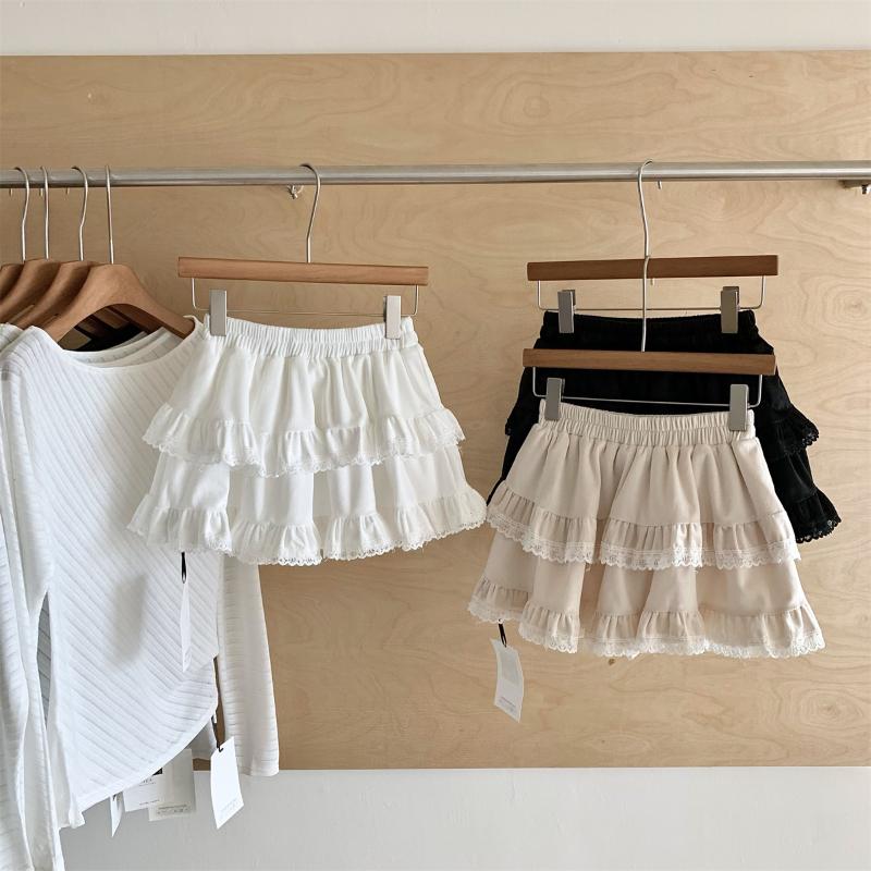 French Solid Lace Sweet Puffy Skirt New Women's Autumn Winter New Ballet Style Cake Skirt Fashion High Waist Short A-line Skirts