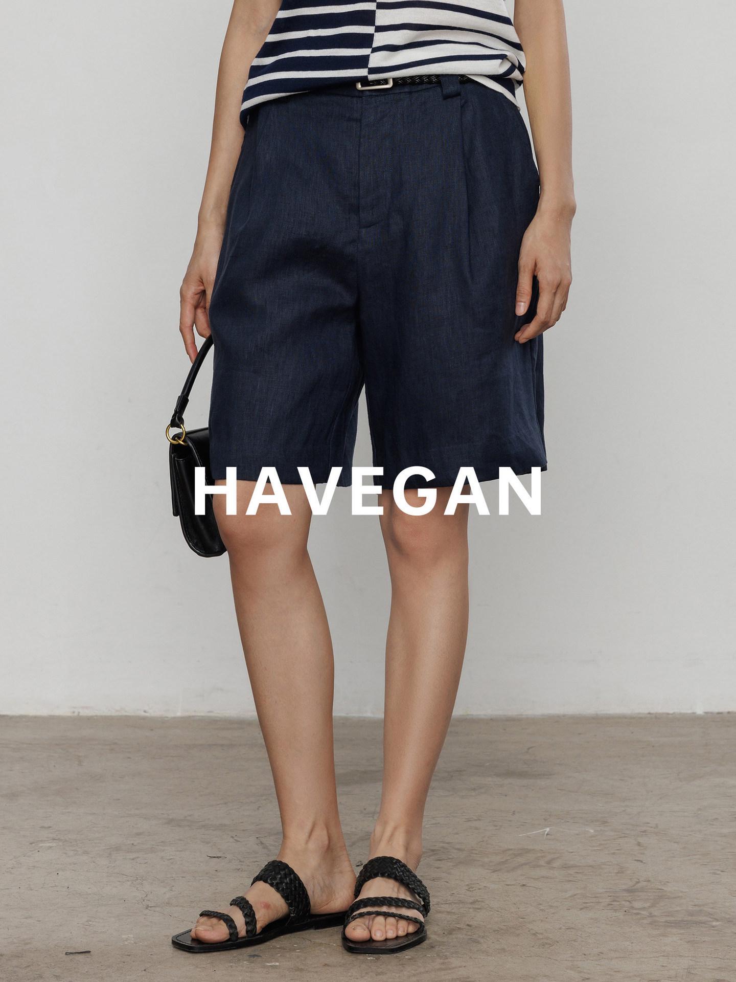 Yu Jian HAVEGAN Women s Summer Linen Shorts 2026 - Dark Blue Casual Capris S