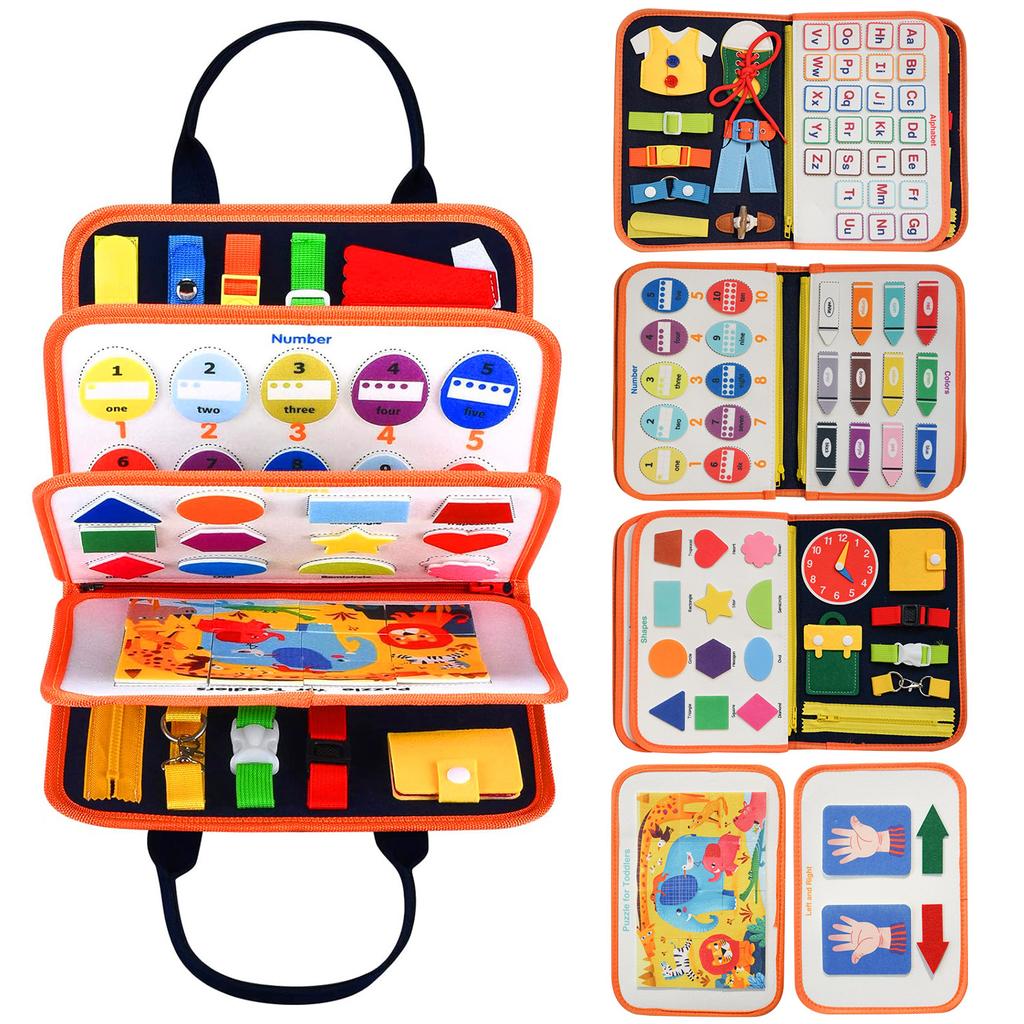 Educational Montessori Busy Board for Ages 3-6 - Sensory Toy for Early Learning Fine Motor Skills Development