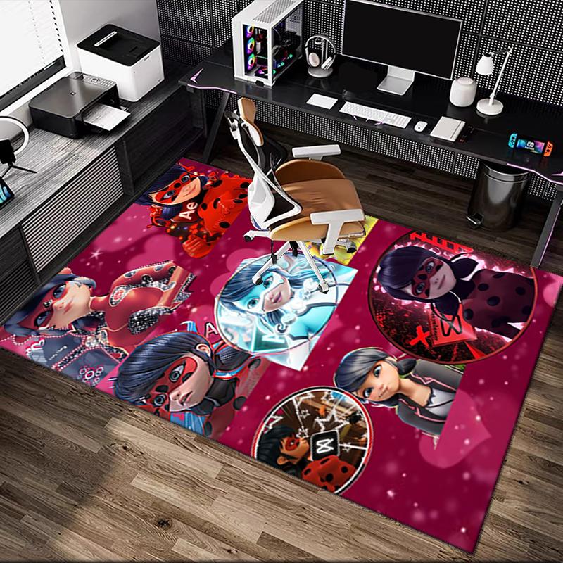 [Ladybug Printed Carpet] Durable Home and Office Area Rug, Kitchen Farmhouse Decorative Floor Mat