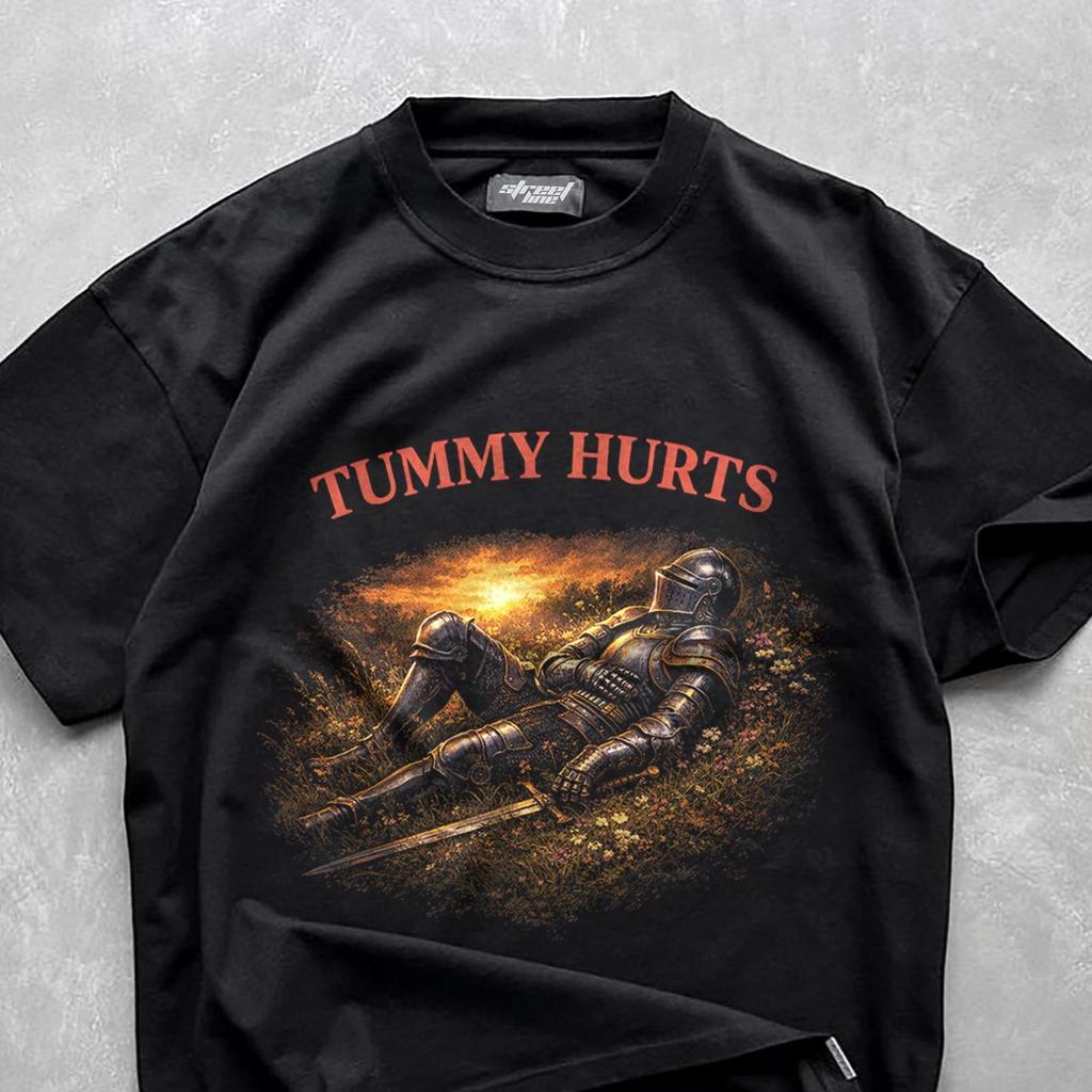 Tummy Hurts Knight Unisex T-Shirt: Funny Graphic Tee