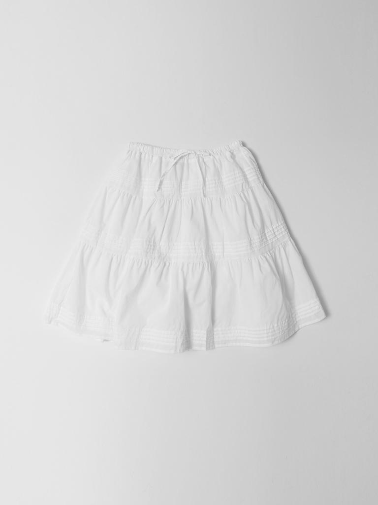 Stay With Me Pintuck Tiered Mini Skirt_White