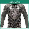 Herren Viking Mode Kapuzenpullover Retro Wolf und Drache Tattoo 3D Ganzkörperdruck Herren Sweatshirt Unisex Vintage Langarm