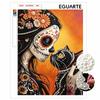 DIY Frameless Pearl Art Kit Sugar Skull Cat Design 3D Bead Painting Canvas Relaxing Handmade Craft for Home Decor Wall Art Gift