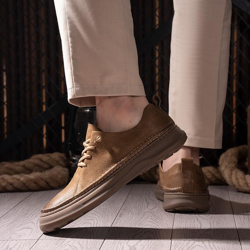 Men's Shoes Spring and Summer Cowhide Retro Low-top Leather Shoes Men's Soft-soled Breathable Leather Casual Men's Shoes