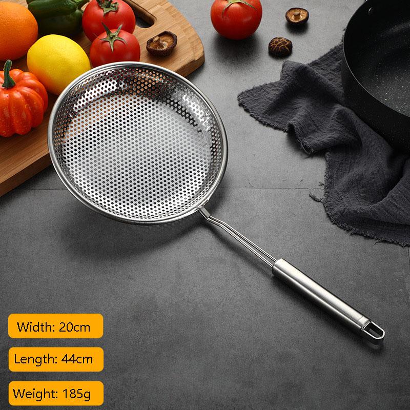 304 Stainless Steel Flat-Bottom Colander Hot Pot Fat Skimmer Spoon for Everyday Frying Steaming and Scooping Kitchen Tool