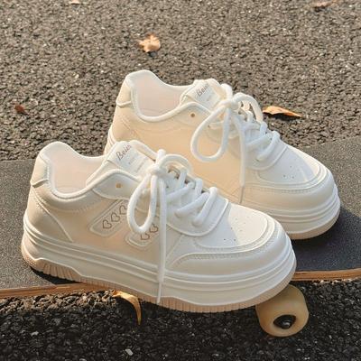 Lässige A Weiße Schuhe Damen Einfache Atmungsaktive Damenschuhe Sneaker Canvas Damen Plateau-Sneaker