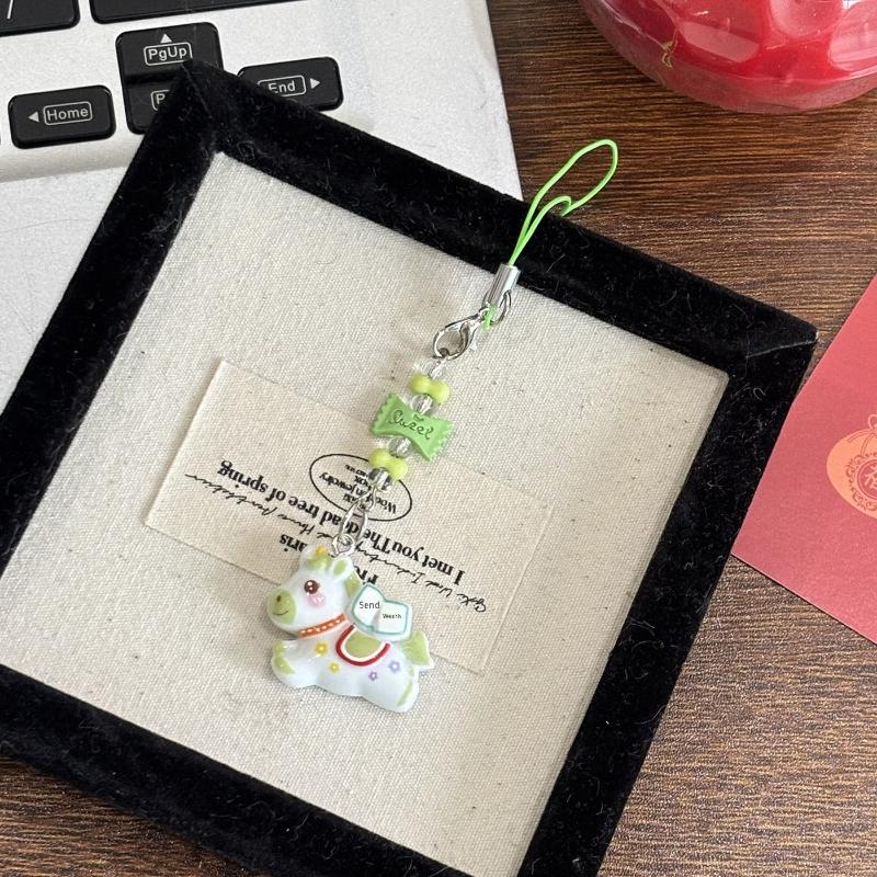 

1/5Pcs Cute Cartoon Pony Keychain Creative Horse Beaded Mobile Phone Strap Pendant Backpack Hanging Decorations Accessories Gift