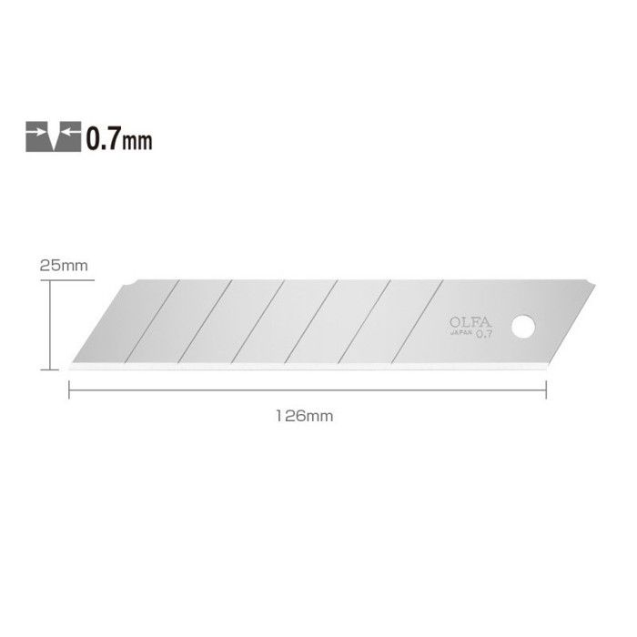 Čepele pro řezací nůž - OLFA - XH1 - 5 čepelí - Ocel - 25 mm