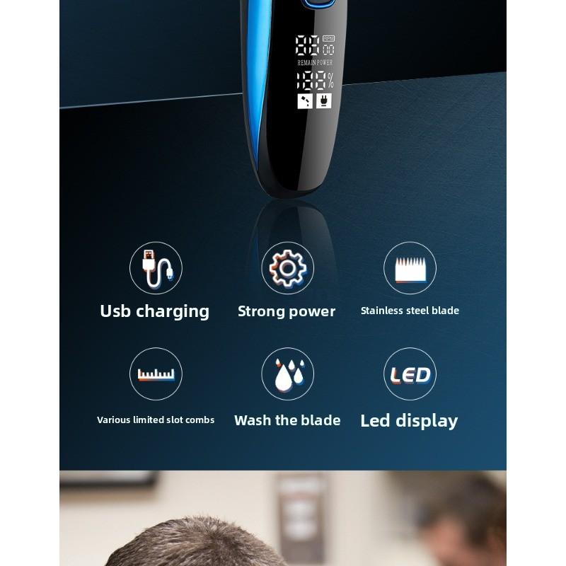 Electric Hair Clipper with USB Charging for Two Uses - A Convenient Household Electric Shaver with LCD Display
