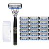 German Precision 6-Blade Men's Manual Razor - Anti-Scratch, Old-Fashioned Design