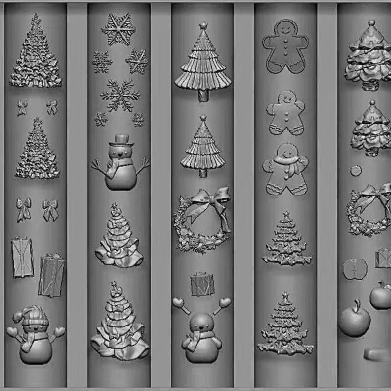 1 Piece Cute Christmas Nail Art Molds Exquisite Template For Nail Making 3D Manicure Diy Decoration Tools Silicone Stencilc
