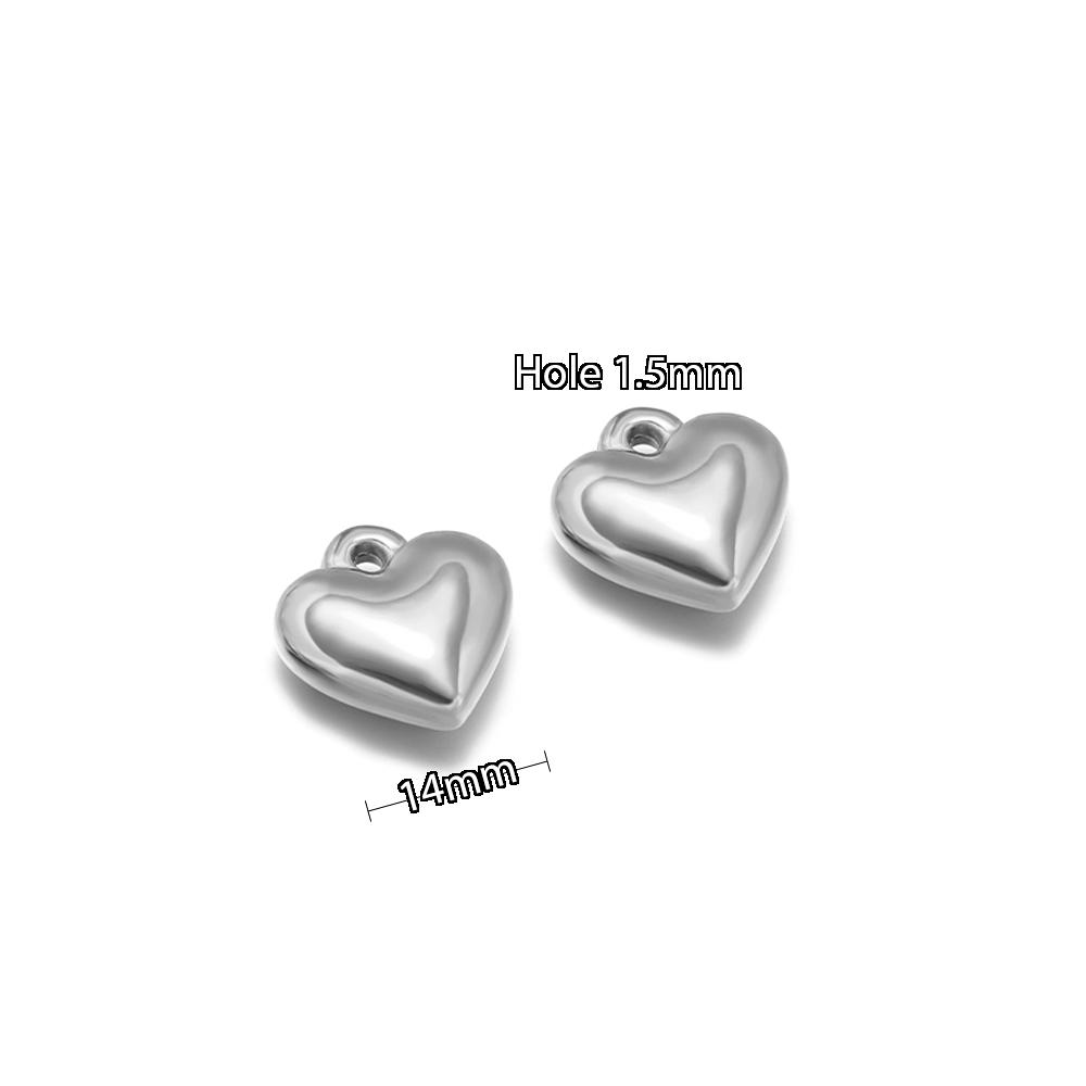 5pcs Stainless Steel New Fashion Three-dimensional Heart Charms Pendants PVD Gold Plated Necklace Homemade Bracelet DIY Jewelry