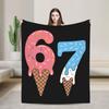 Funny Six Seven 67 Meme Fleece Blanket  Customized Throw Blankets for Home Hotel Sofa  150*125cm Bedspreads
