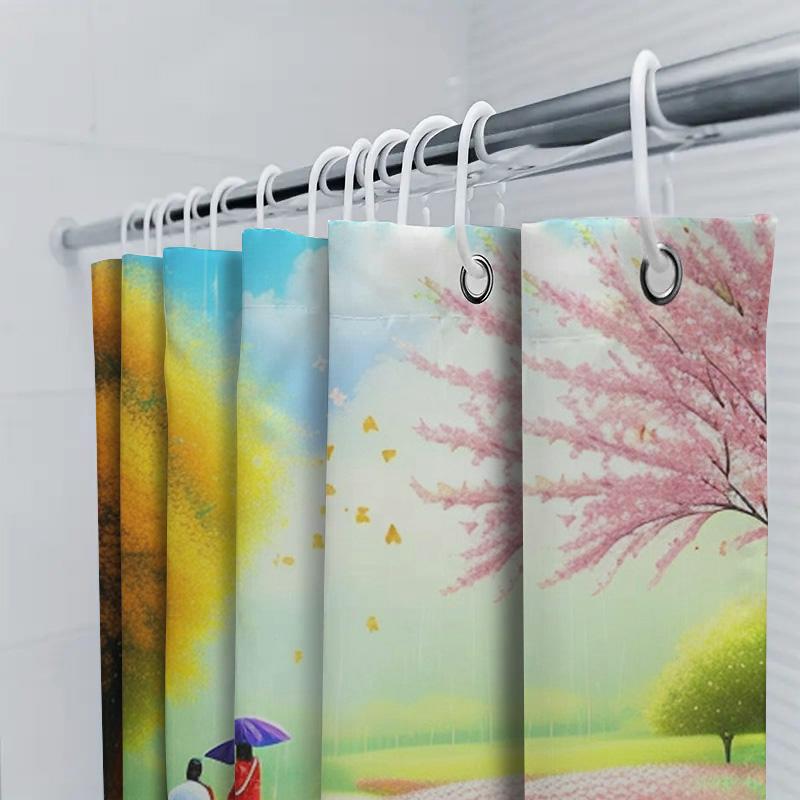 Romantic Walk in Spring Shower Curtain | Artistic Bathroom Decor