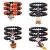 3 Pcs Halloween Black Beaded Bracelets Set for Women Handmade Spider Web Ghost Cat Pendant Bracelet Girls Party Jewelry Gift