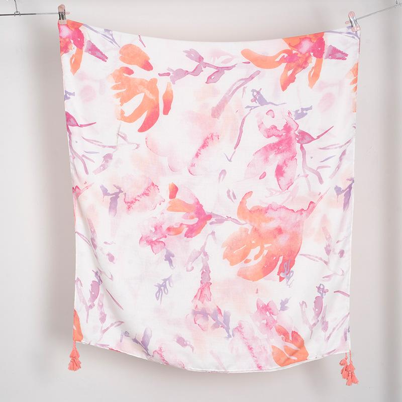 Spain Lovely Branch Floral Tassel Viscose Shawl Scarf High Quality Wrap Pashmina Stole Bufandas Muslim Hijab Sjaal 180*90Cm